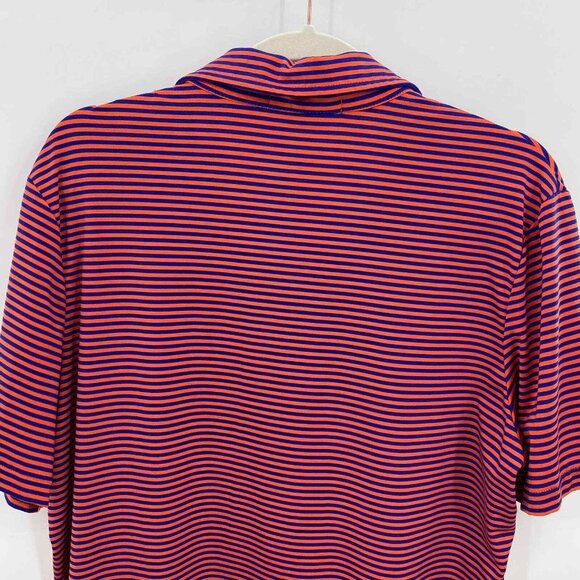RLX Ralph Lauren Golf Polo Shirt Mens Medium Orange‎ Blue Red Stripe Polyester - Picture 7 of 7